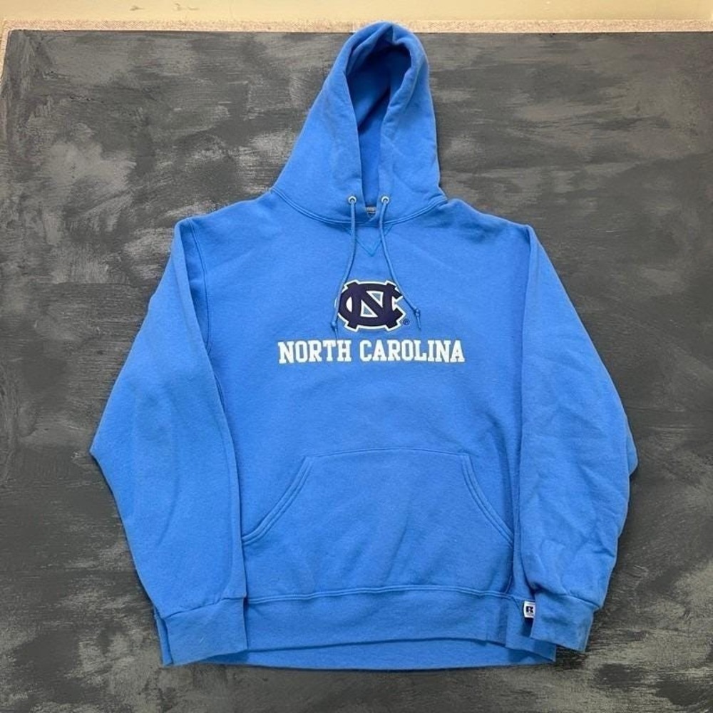 Vintage University Of North‎ Carolina Hoodie Mens Large Blue Russell Athletic